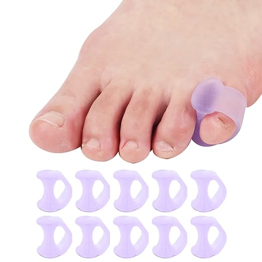 10 Pcs Pinky Toe Splint, Gel Toe Separators, Little Toe Straightener Hammer Toe for Men Women Walking, Running, Overlapping, Bunion Corrector and Bunion Relief, Small