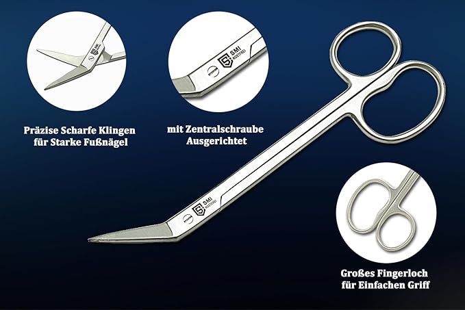 SMI 16 cm Long Handle Toenail Scissors for Seniors Podiatrist Nail Clippers for Disabled Thick & Ingrown Nails Stainless Steel Nail Scissors Nail Cutters (Large)