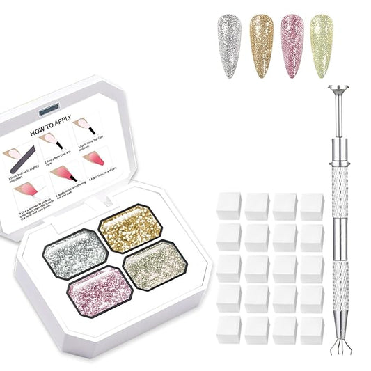4 Colors Set Ombre Gel Nail Polish,Gradient Painting Gel with 100PCS Nail Sponges & Grabbing Pen for Paint for Nails Art can be Painted in Salon or Home Use(B1)