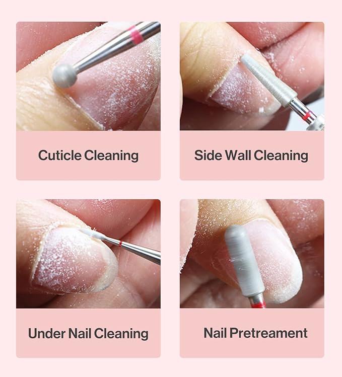 MelodySusie 6.7mm Inverted Tapered Cuticle Clean Nail Drill Bit 3/32'', Professional Safety Carbide Diamond Under Nail Cleaner for Cuticle Dead Skin Nail Prepare, Beginners Bits, Series Bit-S, Fine