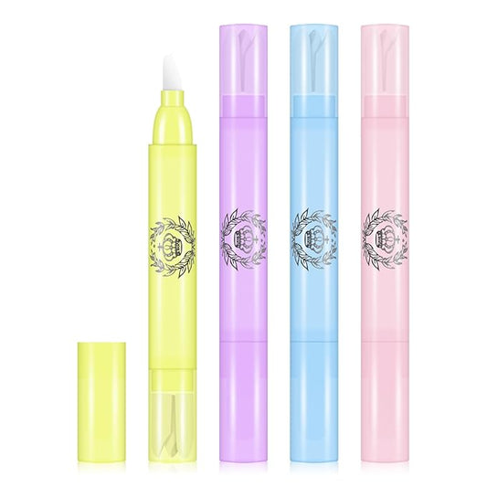 4pcs Nail Polish Remover Corrector Pen with 3 Cotton Tip Refills each, Cuticle Nail Edge Cleaning Pen for Manicure Art DIY Clean Up Tool