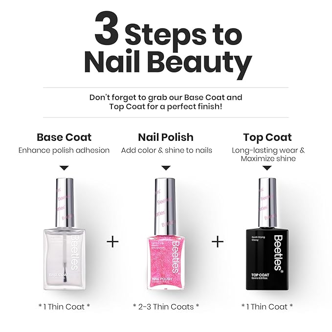 Beetles Glitter Nail Polish Set, 6 Colors Pink Nail Polish Kit Shimmer Gold Nude Jelly Pink Reverie Quick Dry Fingernail Polish Gifts for Women Salon DIY Manicure Kit