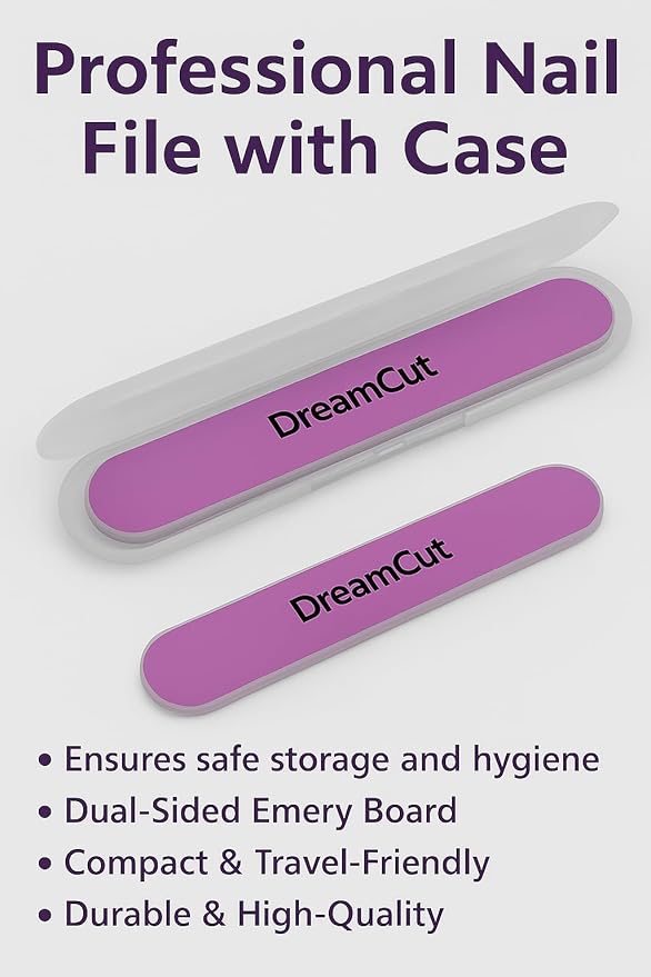 DreamCut Nail File with Case – Portable Emery Board for Smooth & Precise Nail Shaping – Compact & Travel-Friendly