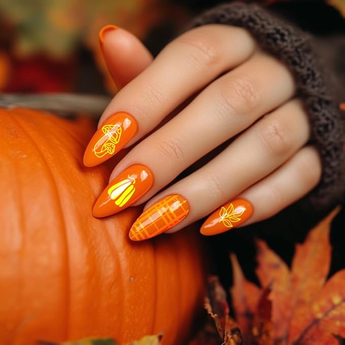 PH PandaHall 5pcs Fall Theme Nail Stamp Plates 126 Patterns Pumpkin Maple Nails Art Plate Stainless Steel Nail Template for Autumn Thanksgiving Day Nails Art Design 4.7x2.4 inches