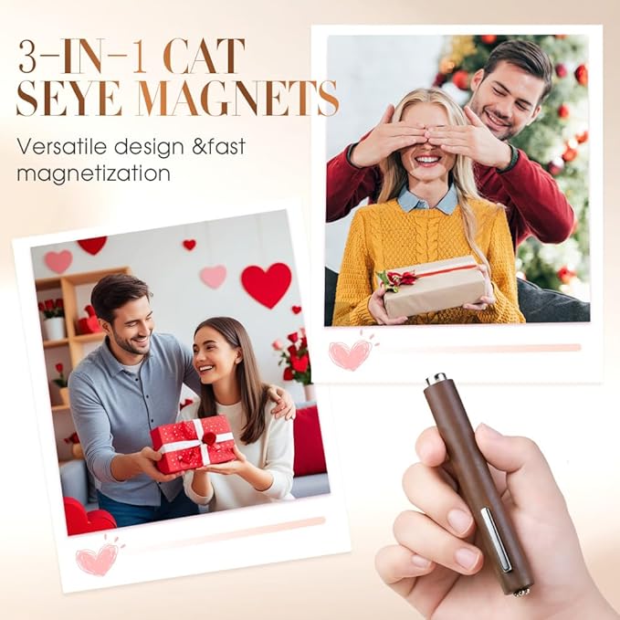 Heart Magnet for Cat Eye Gel Polish, Magnetic Nail Art Tool for Stunning Cat Eye Effect, DIY Manicure Kit with Y-Shaped Guide Sticks, Nail Magnet for Home and Salon Use (Cat Eye Nail)