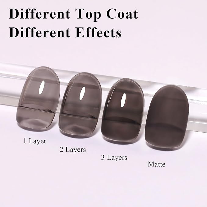 Imtiti Jelly Gel Nail Polish, Black Sheer Jelly Nail Gel Polish Soak Off UV LED Spring Summer Translucent Art Manicure Salon DIY Design 10ML