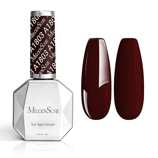 MelodySusie Thick Red Brown Gel Nail Polish,0.5fl oz Nails Soak Off UV LED Dark Brown Gel Polish Gift for Women Nail Art Manicure Salon DIY Nail Design Decoration at Home-A1803