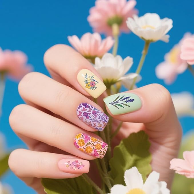 UNICRAFTALE 3Pcs Nail Stamping Plates Nail Stamper Kit with Seal Stamp and Scraper Vintage Garden Flower Dogs Image Stamp Plate Nails Art Tool for DIY Print Manicure Salon Design Gift