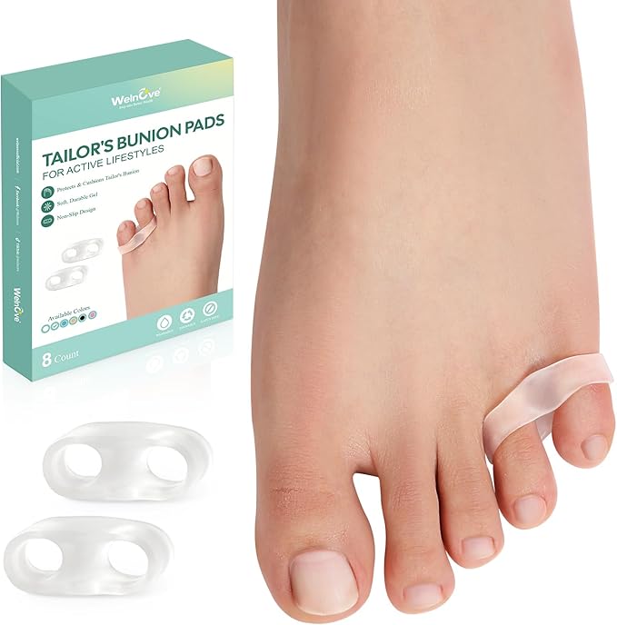 Welnove Tailor's Bunion Corrector Pads - 8 Pack Pinky Toe Protector, Bunion Corrector with Separator for Women Men, Gel Bunion Shield for Foot Pain Relief(Sport Spacers)