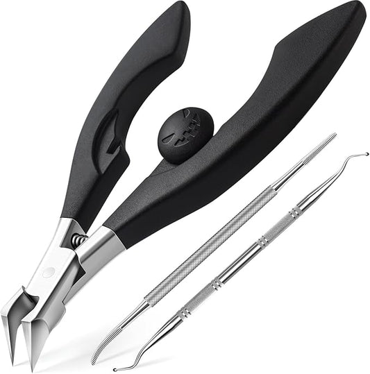 Ingrown Toenail Clippers for Seniors Thick Toenails, Straight Nail Clipper for Men, Heavy Duty Toe Nail Clippers for Thick Nails with Wide Jaw Opening, Professional Ingrown Toenail Removal Kit