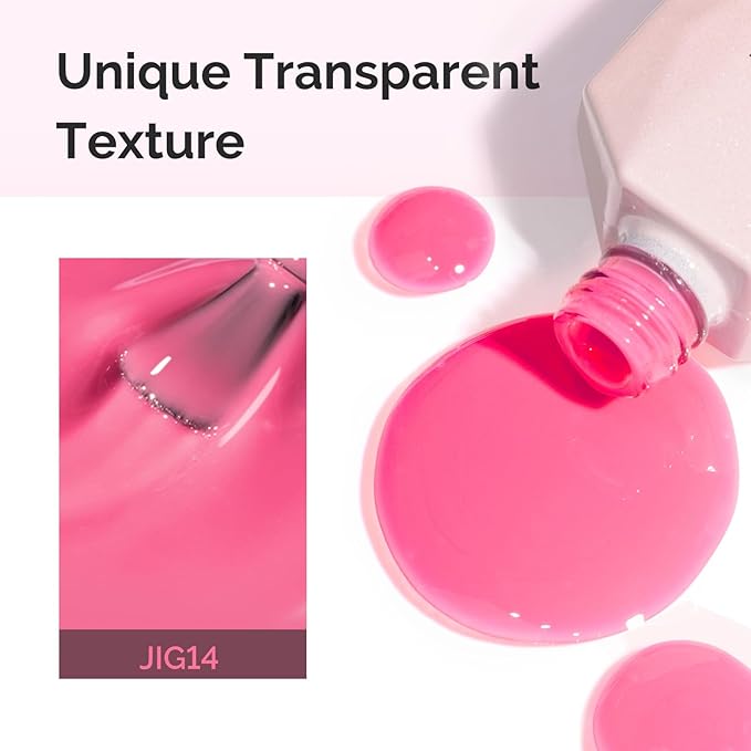 MelodySusie Pink Gel Nail Polish, 0.5Fl.oz Jeweliver Jelly Gel Polish Neon Pink Jelly Rose Nails Sheer Soak Off UV LED Light Cure Gift for Women Girls Nail Art Manicure JIG14