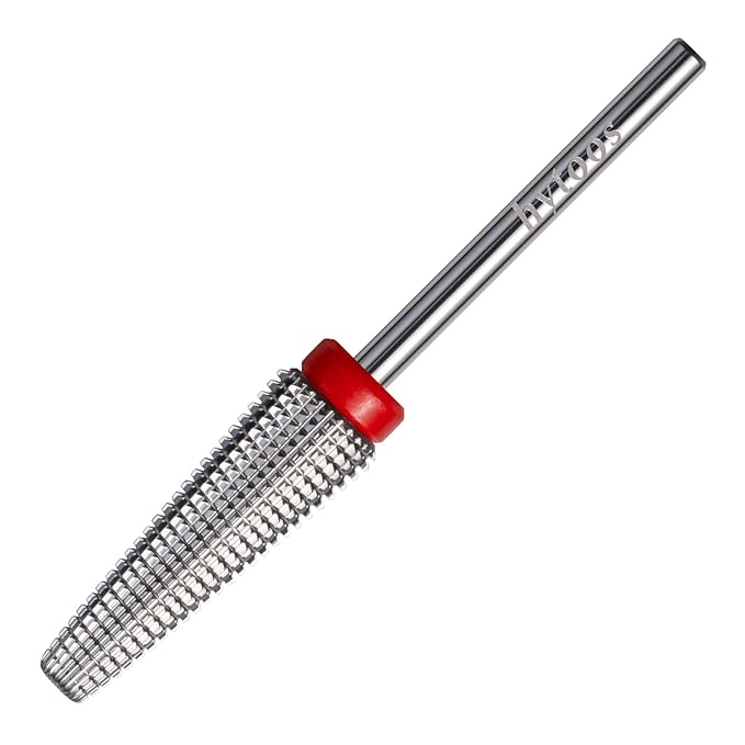 Fine Long 5 in 1 Nail Drill Bits, 20mm Tapered Carbide Nail Bit, Straight Cut Safety Drill Bits for Nails, 3/32 Two-way, Electric Manicure Drills Accessories
