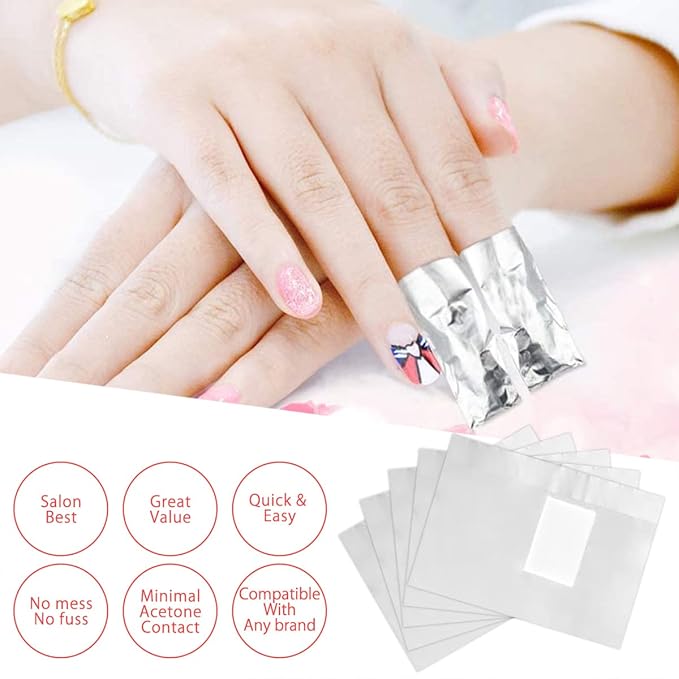 1000Pcs Nail Polish Remover Gel Nail Foil Wraps Aluminium Soak Off Foils Cotton Pads Gel Nail Polish Wraps Removal Tool Kit Finger Nail Polish Remover with Lint Free Lager Cotton Pad (1000PCS)