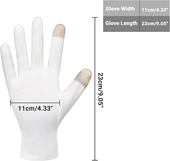 Touch Screen Gloves, 10 Pairs White Work Gloves with Touchscreen Fingers Archival Gloves Art Handling Gloves Film Gloves Photography Gloves White Cotton Gloves for Art Handling, Jewelry Large