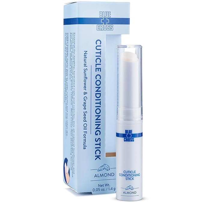 Blue Cross Cuticle Balm Conditioning Stick, Scented Cuticle Softener Oil Balm with Nourishing Sunflower & Grape Seed Oil, Professional Nail Care Supports Dry + Damaged Cuticles, 0.05oz, Almond