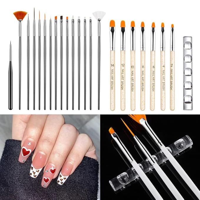 Nail Art Tools Kit, 8kinds of nail art brush Set with Hand Tools and Accessories for Manicure, 36pcs in total(RHYTHM-0024C)
