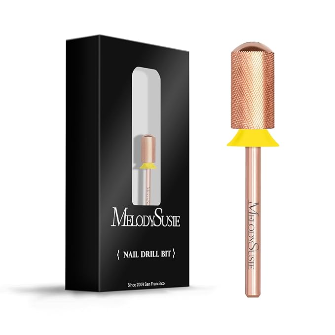 MelodySusie Safety Nail Drill Bits, 3/32'' Smooth Round Top Large Barrel Carbide Bits, Suitable for Manicure Pedicure Cuticle Gel Polishing, Beginners Bits, Rose Gold, Series Bit-S, Extra Fine