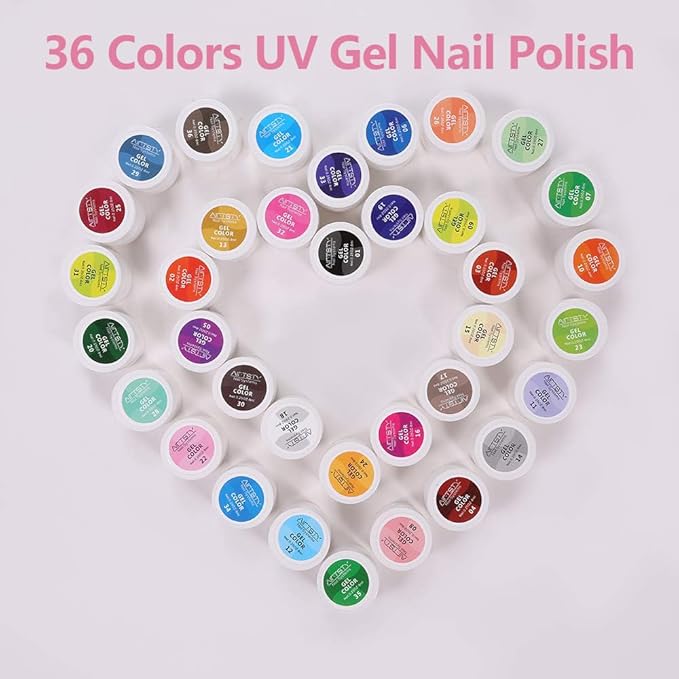 36 Colors Gel Paint Kit, Solid Gel Nail Polish Set with Nail Brush for Nails Art Whole Set Starter Manicure Nail Art Design Salon DIY at Home