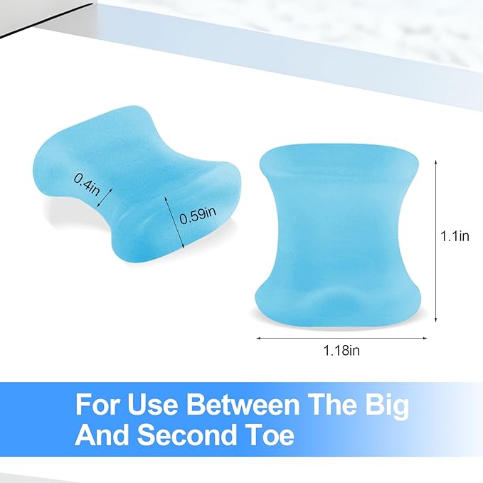 12 Pack Gel Toe Separators, Bunion Toe Spacers for Straightening Overlapping Toes, Hammertoe Corrector, Soft Silicone Bunion Pads for Women Men Toe Pain Relief (Blue)