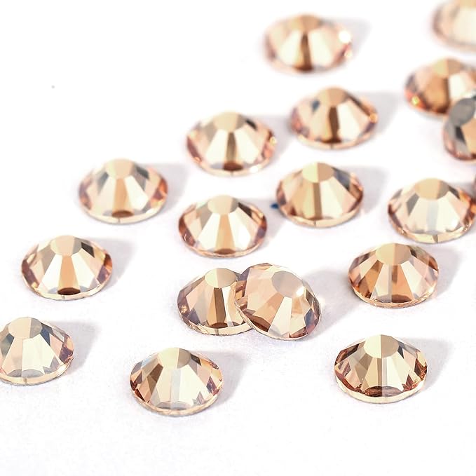 Novani Crystal Rhinestones, Flatback Loose Gemstones 1440pcs Glass Rhinestones for Clothes Shoes Crafts Makeup Nail Art and DIY Decorations(SS8, Golden Shadow)