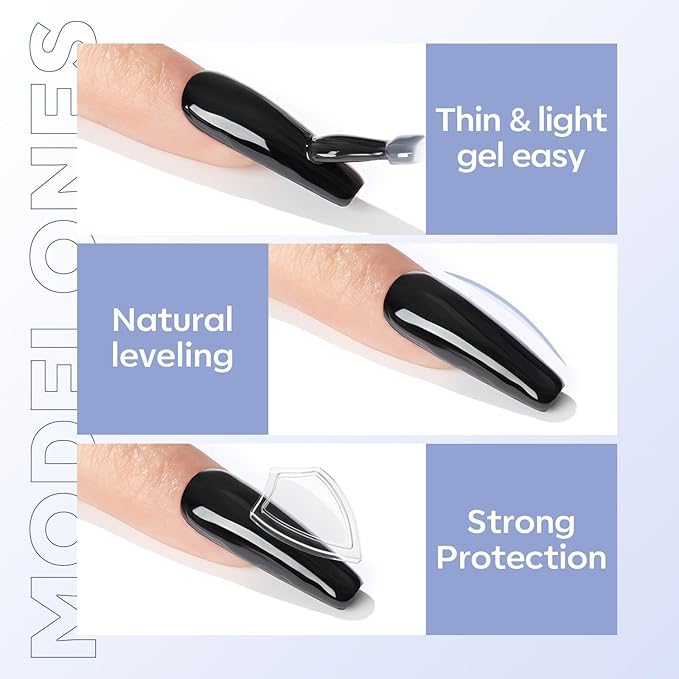 modelones Gel Top Coat, 2Pcs Clear Glossy Finish No Wipe Top Coat Fall Gel Nail Polish, Acrylic Nails Soak Off Nail Lamp Nail Art Home and Professional Manicure 10ML