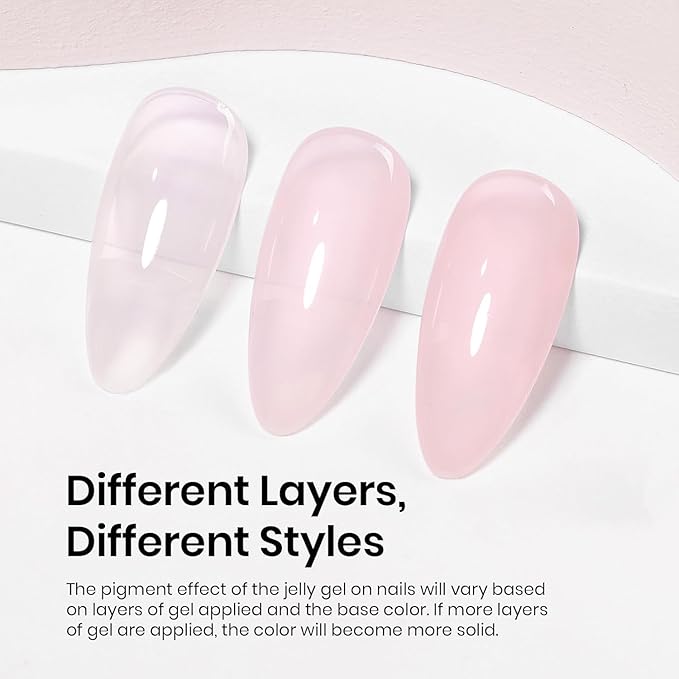 Beetles Neutral Gel Nail Polish 15ml Jelly Nude Pink Gel Polish Set Sheer Pink Soak Off UV LED Translucent Effect French Nail Art Spring Summer Manicure Gift for Women
