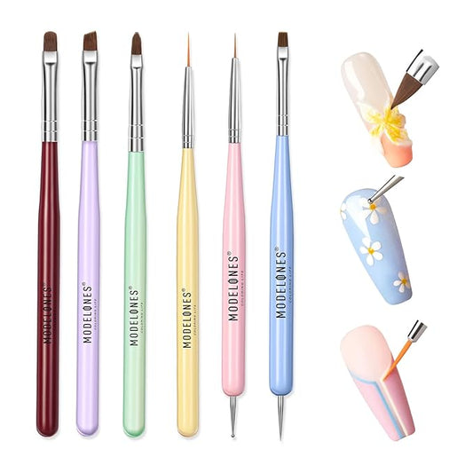 Modelones Nail Art Brushes Set, Nail Brush kit Gel Polish, Extension Gel, Liner, Clean up, Carving, Apex Building, Dotting Pens Professional Tools for Drawing Painting 3D Design Salon & DIY Use