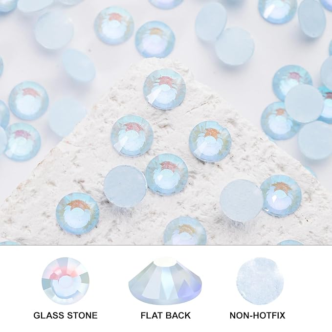 Novani 3000 Pieces Flatback Rhinestones Glass Round Gems F-Lt.Blue Crystals for Nail Art DIY Crafts Clothes Shoes,SS10,2.7-2.9mm
