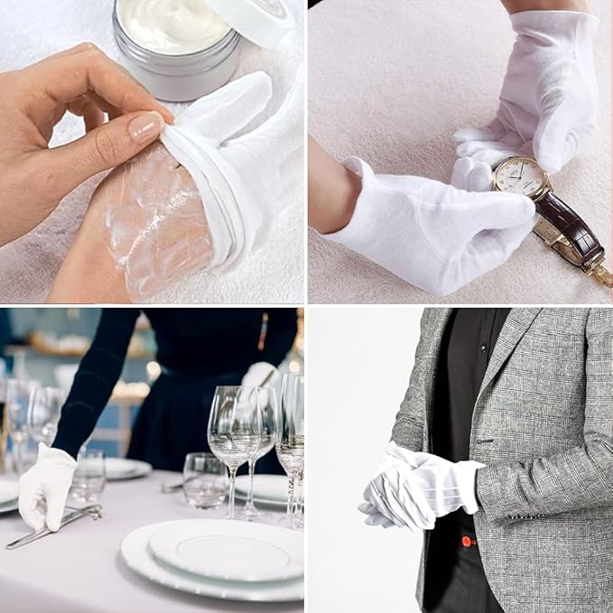 White Cotton Gloves,Cotton Gloves for Dry Hands Sleeping,White Cotton Gloves Women,White Gloves Costume,Cotton Gloves for Sleeping,Moisturizing Gloves Overnight,White Marching Band Gloves