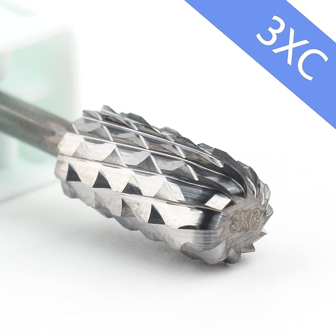 QUNZHAO Nail Drill Bits Dust Droof Bit Tungsten Steel Fast Remove Acrylic or Hard Gel 3/32" Shank - Manicure, Nail Art, Drill Machine Accessories (3X Extra coarse-3XC, Silver)