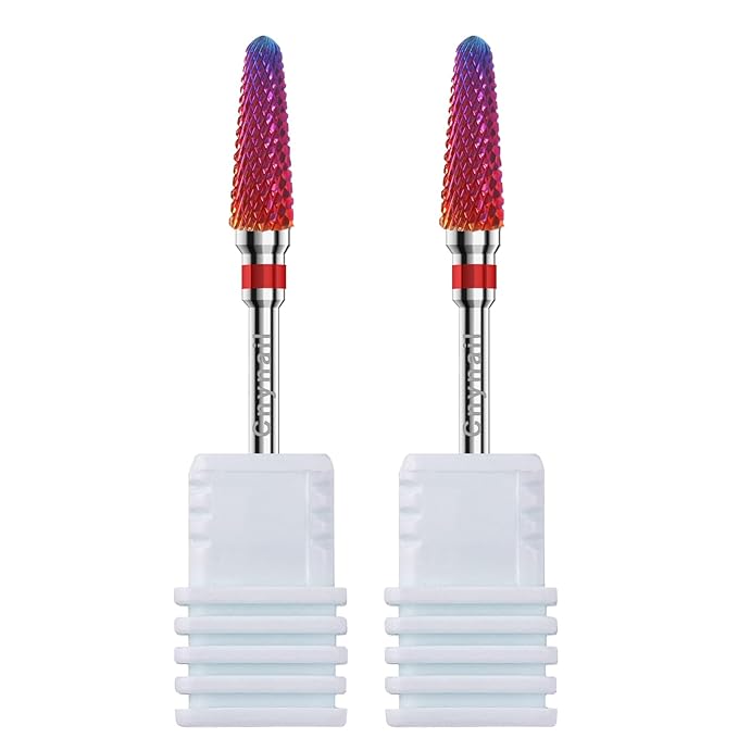 3/32" 2PCS Clean Cone Bits Fine Grit Carbide Cuticle Cleaner Bit for Electric Nail Drills – Professional Manicure Tool for Nail Salons and Home Use (F Grit. Purple)