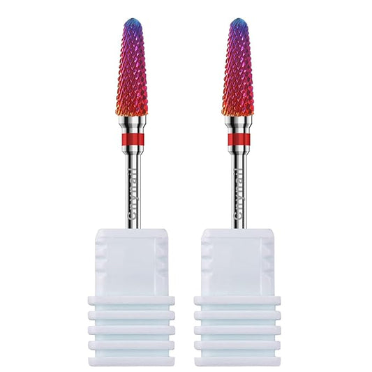 3/32" 2PCS Clean Cone Bits Fine Grit Carbide Cuticle Cleaner Bit for Electric Nail Drills – Professional Manicure Tool for Nail Salons and Home Use (F Grit. Purple)