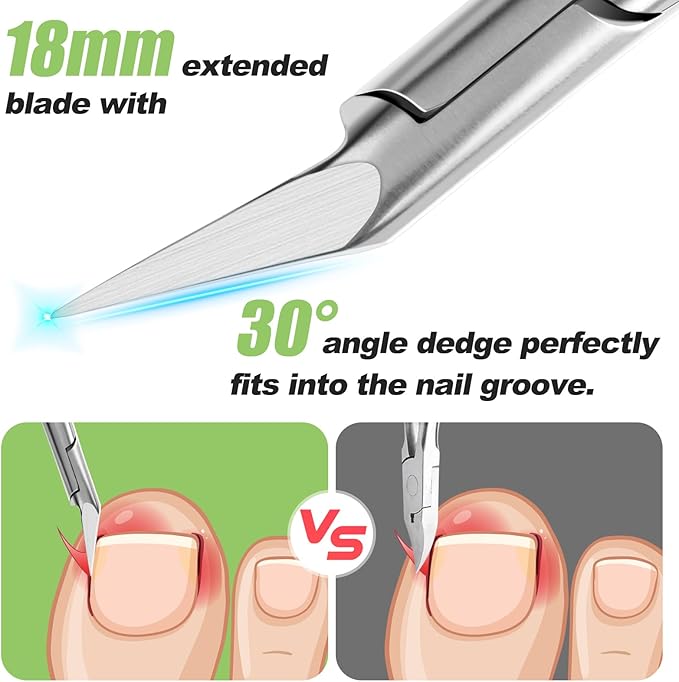 Ingrown Toenail Clippers for Thick Toe Nails, Straight Nail Clippers for Men, Heavy Duty Toe Nail Clippers with Soft Handle, Ultra Sharp Stainless Steel Fingernail Clippers with PU Leather Pouch