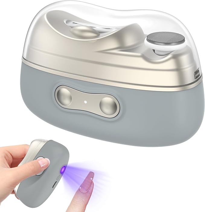 Electronic Nail Clipper 4-in-1 Trimmer with File, Polisher, UV Light & Nail Scraps Storage- Rechargeable Portable Kit for Safe & Precise Nail Care (Not for Thick Nails)