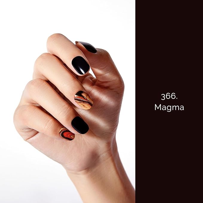 NAILOG Semi Cured Gel Strips - 20 Pcs Nail Stickers | Buy 2 Get 1 UV Light | Extra Long Wraps With Glossy Gel Finishing Black, Magma