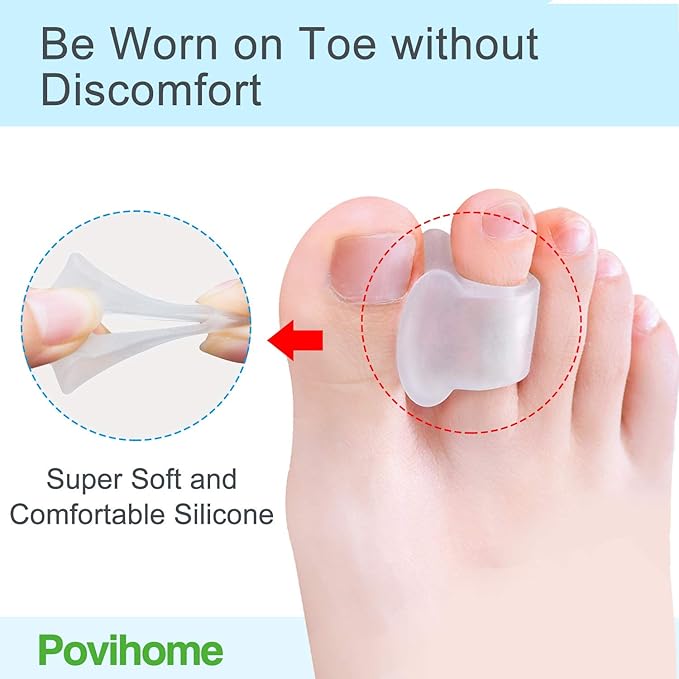 Povihome 10 Pack Clear Toe Spacers, Big Toe Separator (1st/2nd Toe), Bunion Corrector to Correct Big Toe Bunion, Overlapping Toes