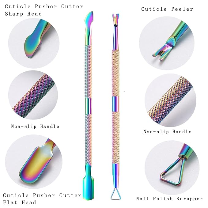Cuticle Trimmer Cuticle Remover with Cuticle Pusher, Gel Polish Remover Kit Professional Cuticle Cutter Nipper Scissor Pedicure Manicure Tools for Fingernails and Toenails Dead Skin, Nail Files