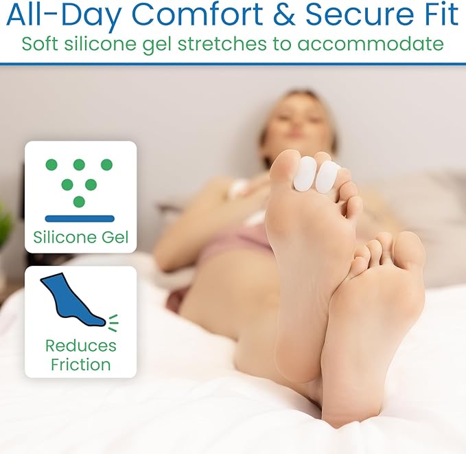 VIVEsole Toe Spreaders for Feet (8 Pack) - Silicone Spacers for Women & Men - Gel Separators for Bunions, Overlapping Toes, Pain Relief - Orthotic Dividers for Athletes, Alignment & Corrector