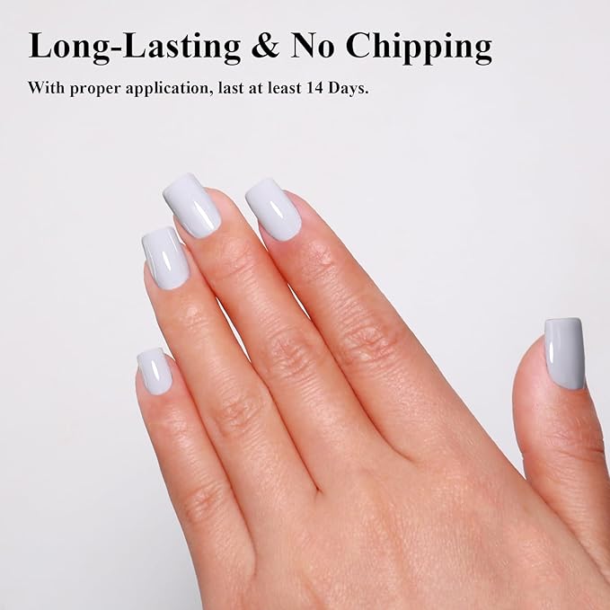 Imtiti Grey Gel Polish, Light Grey Gel Polish 3 in 1 One Step Gel Polish Kit, Soak Off LED U V Gel Polish Nail Art Starter Manicure Salon for Women Girls 0.3 Fl Oz