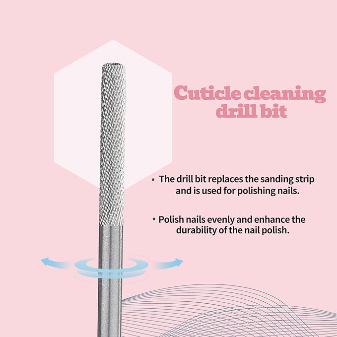 Nail Drill Bit Professional Safety Carbide Nature Nail Buffer Drill Bit 3/32” Cuticle Dead Skin Remover,Nail Prepare Bit Nail Bed File Manicure Two Way Rotate for Home Salon,3XF-Flat