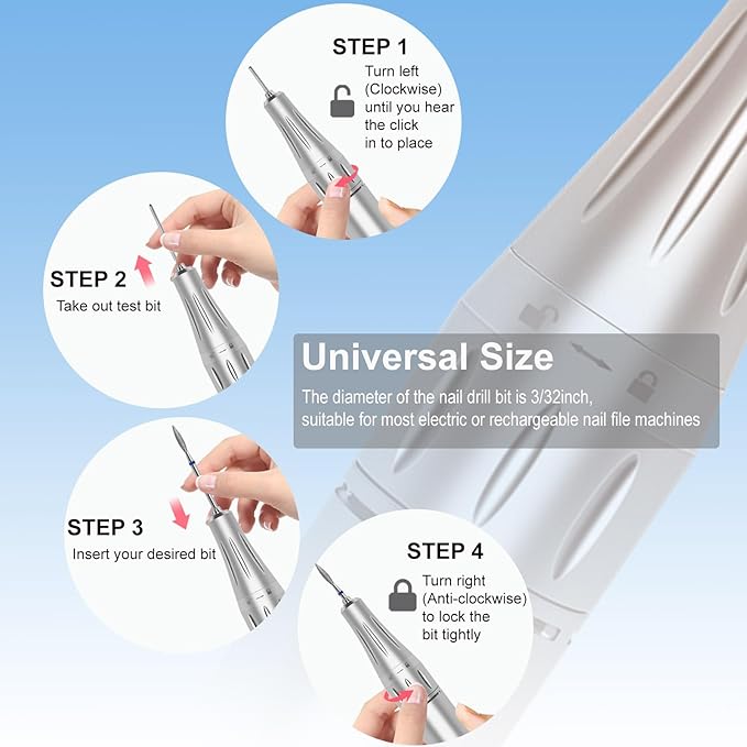Cuticle Clean Nail Drill Bit, 3/32" Russian Diamond Nail File bits, Safety Carbide Under Nail Cleaner for Cuticle Dead Skin Nail Prepare, Nail Salon Manicure, Flame Shape (Medium)