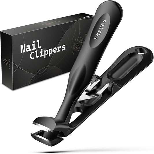 FERYES Professional Angled Toenail Clippers for Thick Toenails & Seniors - Extra-Long Ergonomic Handle, Superior Cutting Power, Wide Grip