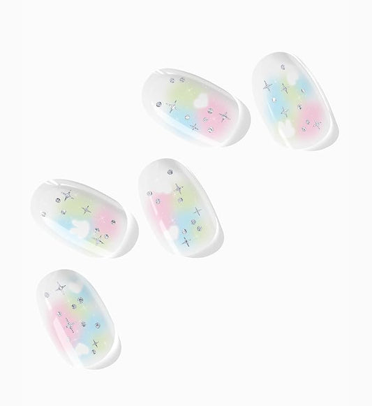 NOVA, Semi Cured Gel Nail Strips (Cosmic Confetti) - The 10 Minute Manicure. Salon-Quality, Female Founded, Easy to Apply & Remove - Incl. Nail File & Wooden Stick (Cosmic Confetti)