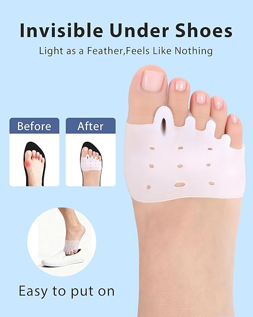 Silicone Toe Separators, Spacers Bunion Corrector for Women Men, Toe Straightener,Breathable Soft and Comfortable Silicone Foot Cushions (4 Pairs)