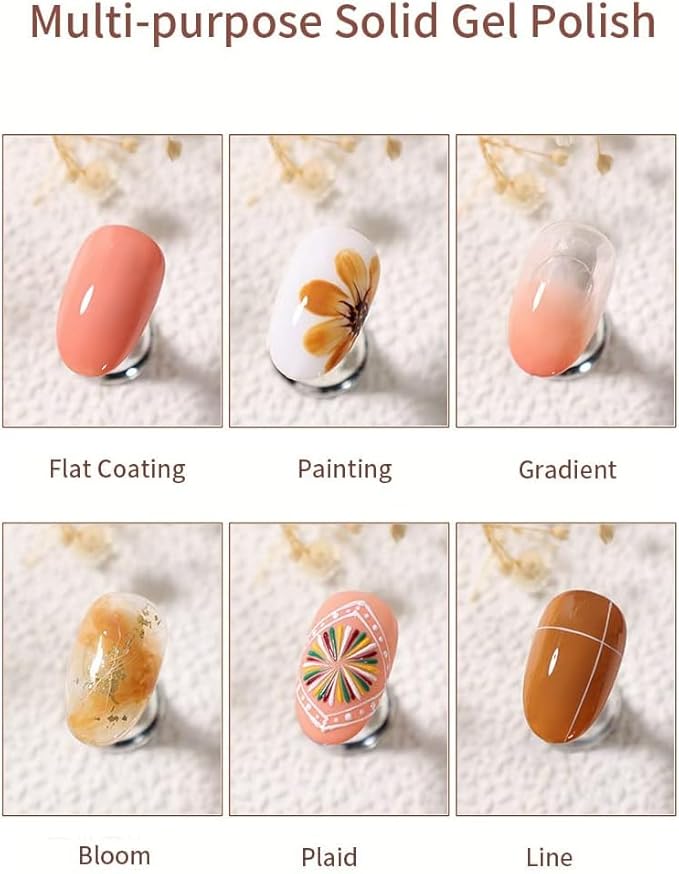AIJIMEI Solid Nail Polish Gel 12 Colors Solid Gel Polish Nail Polish Set Gold Shimmer Glitter Cream Polish Nail Painting Soak Off Nail Art DIY Manicure for Home