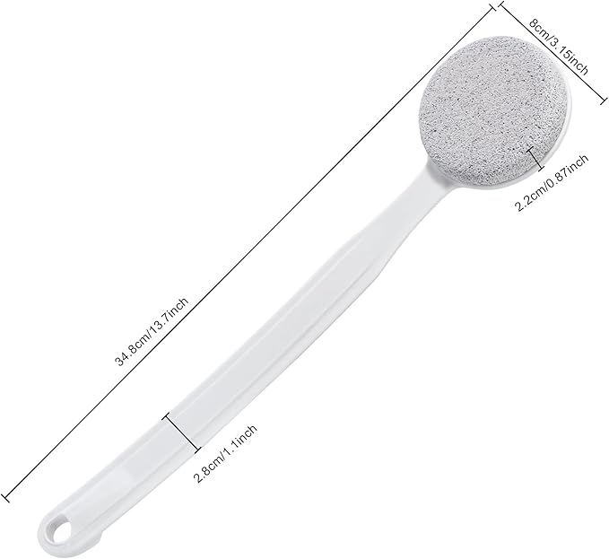 Pumice Stone for Feet with Long Handle 13.7", Hard Skin Callus Remover, Scrubber and Exfoliator for Dead Dry Skin, Softer & Smoother Feet, Pedicure Tool (Curved)