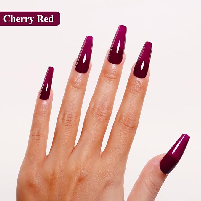 Imtiti Red Gel Nail Polish - Burgundy Red, 15ML - Autumn Winter Cherry Chutney - Soak Off LED/UV Gel Nail Polish DIY Starter Kit
