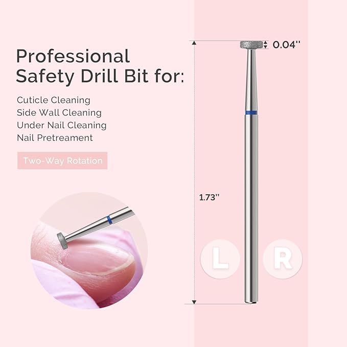 MelodySusie 4mm Super Short Barrel Cuticle Clean Nail Drill Bit 3/32'', Professional Safety Carbide Diamond Under Nail Cleaner for Cuticle Dead Skin Nail Prepare, Beginners Bits, Series Bit-S, Medium