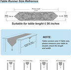 Damask Luxury Table Runner 72 inches Long Textured Chenille Light Blue | Decor - Image 2