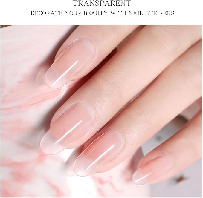 JMEOWIO Semi Cured Gel Nail Strips Transparent Gel Nail Stickers Nails Art Design Decoration Accessories